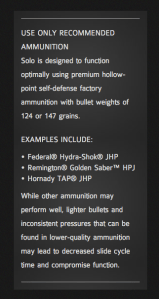 Disclaimer found on the webpage for the Kimber Solo.